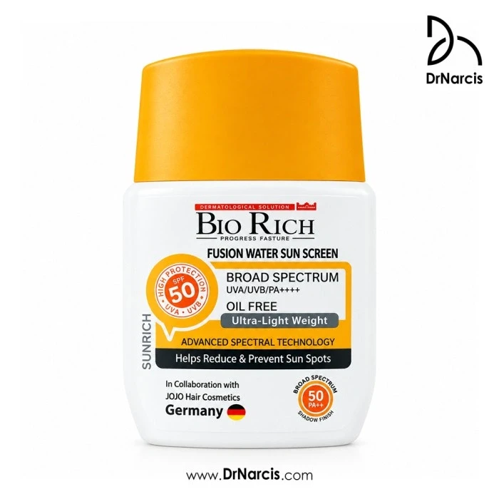 فلوئید ضد آفتاب بی رنگ بایوریچ سان‌ریچ SPF50+ حجم ۵۰ میل