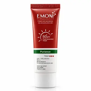  فلوئید ضدآفتاب رنگی پیورینس امونی SPF50 حجم ۵۰ میل مناسب پوست چرب و مستعد آکنه