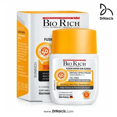 فلوئید ضد آفتاب بی رنگ بایوریچ سان‌ریچ SPF50+ حجم ۵۰ میل