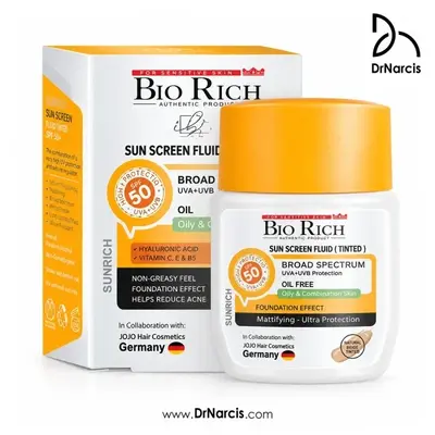 فلوئید ضد آفتاب رنگی بایوریچ سان‌ریچ SPF50 پوست چرب و مختلط ۵۰ میل