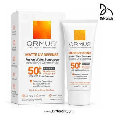 فلوئید ضد آفتاب مات اورموس SPF50+ مناسب پوست چرب و مستعد آکنه ۵۰ میلی‌لیتر