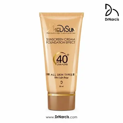 ضد آفتاب کرم پودری مدیسان SPF40+ مناسب انواع پوست ۳۰ میلی‌لیتر